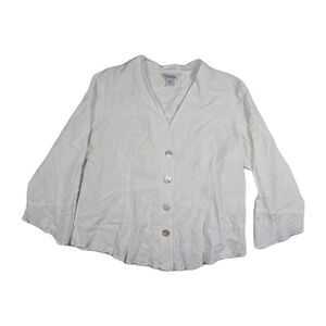 Nomadic Traders Fresco Womens Medium White Embroidered‎ Floral Ruffle Sleeve Top